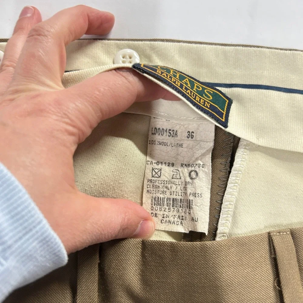 VTG Chaps Ralph Lauren‎ Pleated Wool Trousers 36 Brown Dark Academia Old Money